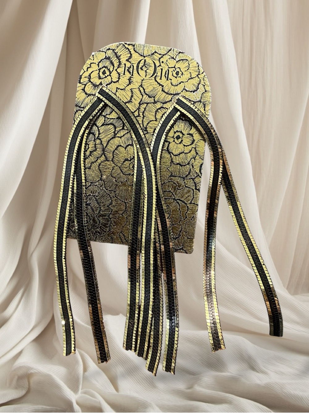 nOir Jewelry Gold and Black Fringe Earrings